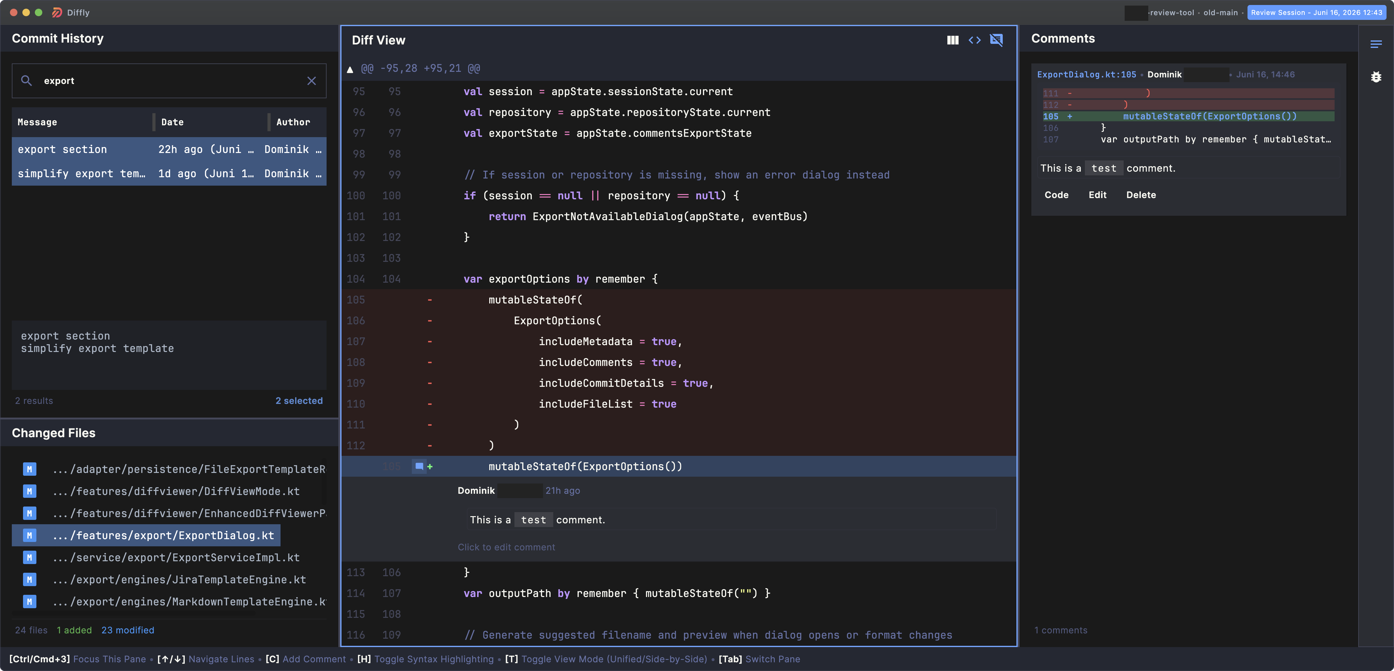 code review workspace
